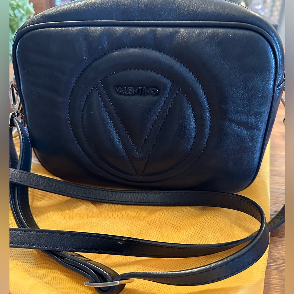 Valentino Camera Bag Crossbody Black Leather Silver Hardware